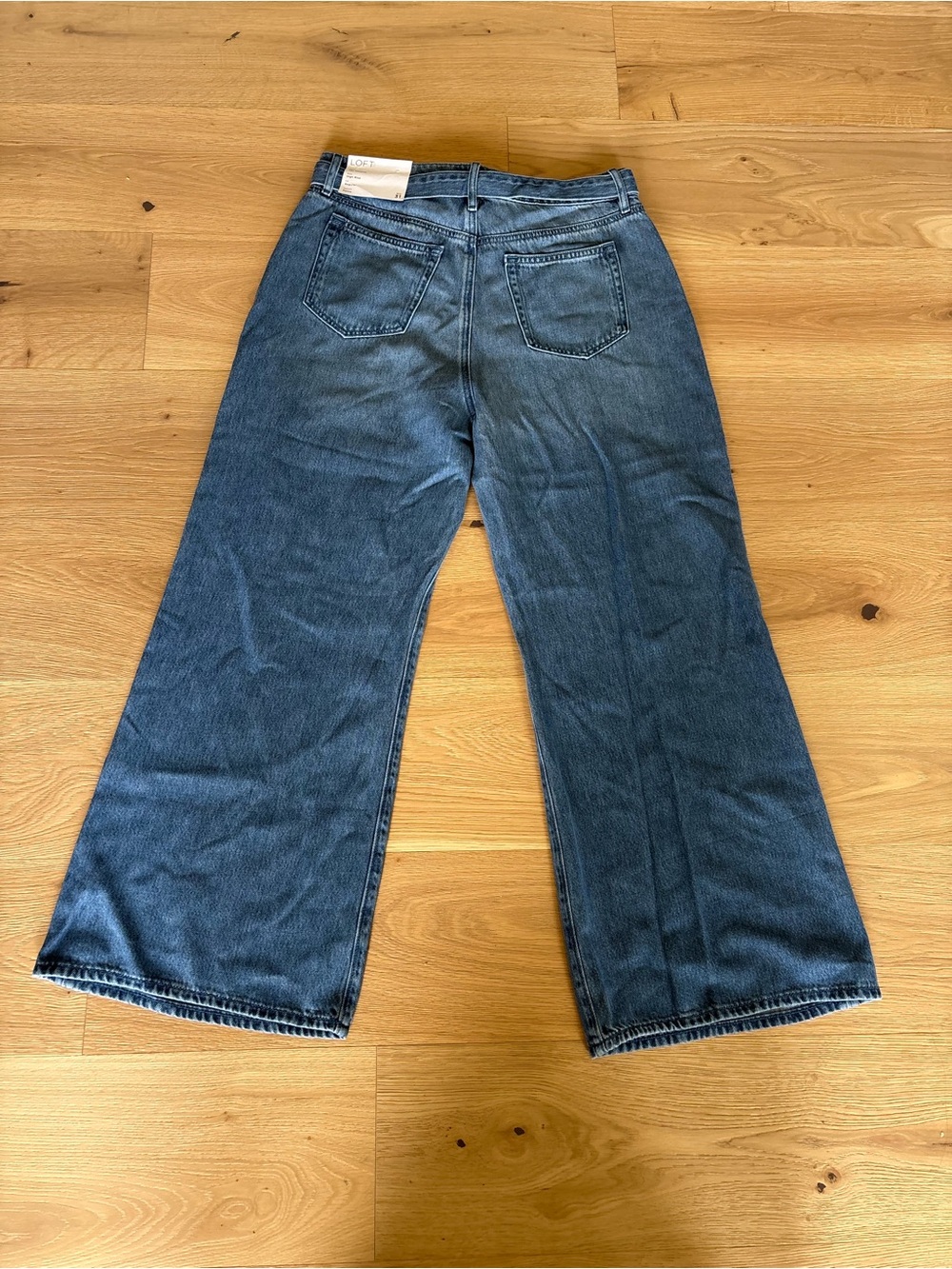 NWT LOFT The Palazzo High Rise Wide Leg Tie Waist Petite Jeans, Autumn Fall 12 P